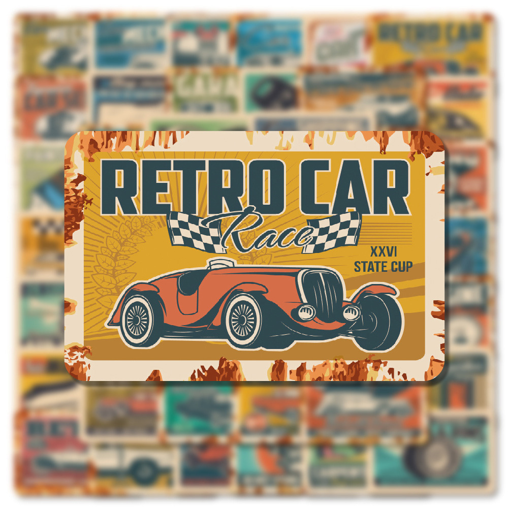 Kids Toys Vintage - 10/30/50 sztuk Retro reklamy naklejki samochodowe