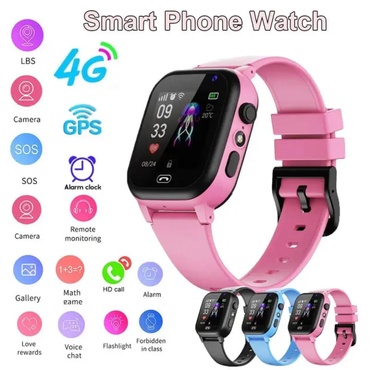 Kids Smartwatch Gps - Dziecięcy Smartwatch 4G Wielofunkcyjny Wodoodporny SOS